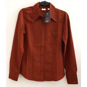 Levi's A4580-0003 Women's Sz XS Rust Orange Net Geo Jasper The Everyday Blouse